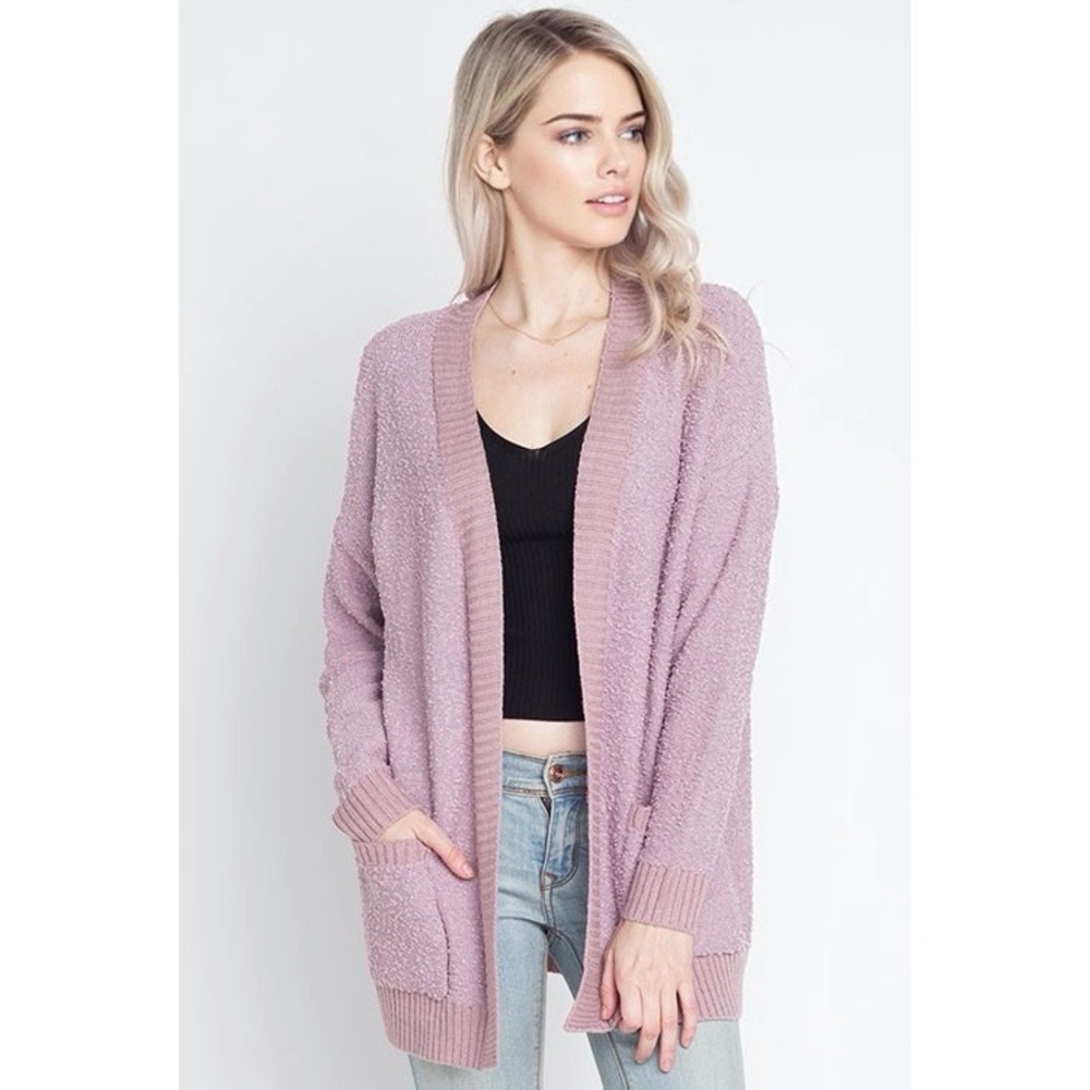 Lavender popcorn cardigan sweater
